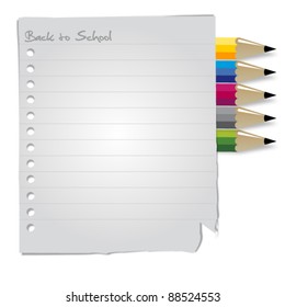 back to school paper sheet with pencil color
