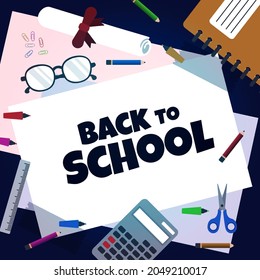 Back To School Paper Study Education Concept Vector Background