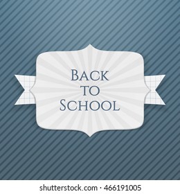 Back to School paper Tag with realistic Ribbon
