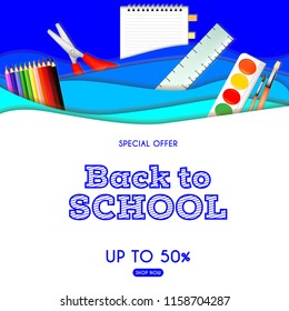 back to school paper-art layering concept