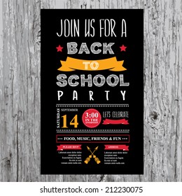 Back To School Party Invitation. Design Template.