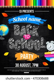 Back To School Party Poster Template