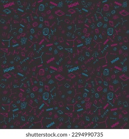 Back To School Pattern Background, set of different drawings related to the school. Seamless vector texture.