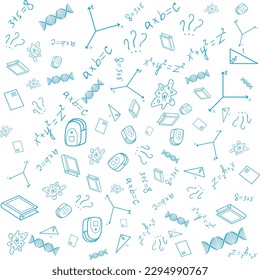 Back To School Pattern Background, set of different drawings related to the school. Seamless vector texture.