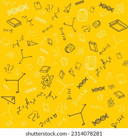 Back To School Pattern Background, set of different drawings related to the school. Seamless vector texture.