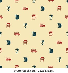 Back To School Pattern Background, set of different drawings related to the school. Seamless vector texture.