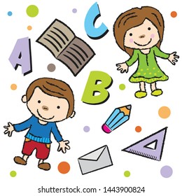 back to school pattern with colorful alphabet