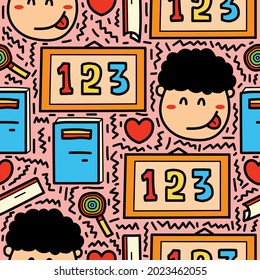 back to school pattern designs illustration, for clothing, wallpapers, backgrounds, posters, books, banners and more