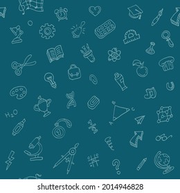 Back to school pattern with hand drawn doodles.