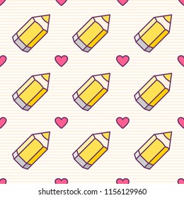 Back to school Pattern with pencils