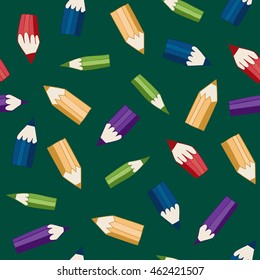 "Back to school" pattern with pencils on On Chalkboard.