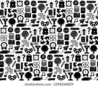  Back to school. pattern seamless of stationery for studying at school. education kids accessory. print object stuff design. graphic wallpaper element children study. background vector illustration,