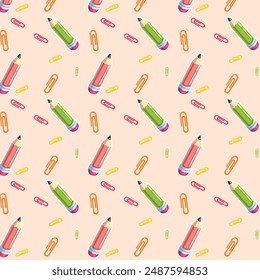 Back to school pattern. Pattern with school supplies. Pattern with 
stationery.