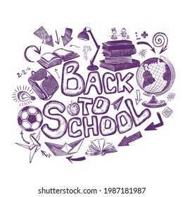 Back to school pen drawing. Vector illustration