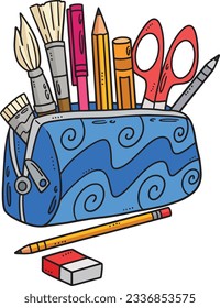 Back To School Pencil Case Cartoon Colored Clipart