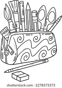 Back To School Pencil Case Isolated Coloring Page