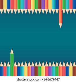 Back to school. Pencils background. Vector illustration.
