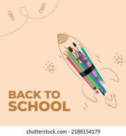 Back to school pencils rocket, welcome back to school background
school
