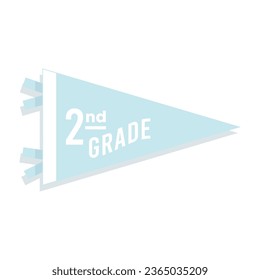 Back to school pennant flag. 2nd grade. Vector illustration, flat design