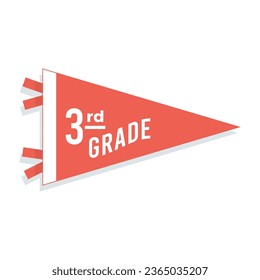 Back to school pennant flag. 3rd grade. Vector illustration, flat design