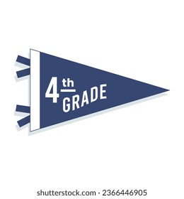 Back to school pennant flag. 4th grade. Vector illustration, flat design