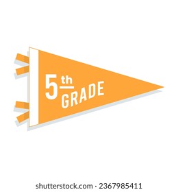 Back to school pennant flag. 5th grade. Vector illustration, flat design