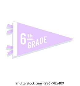 Back to school pennant flag. 6th grade. Vector illustration, flat design