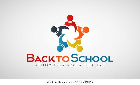 Back to school People Group. Vector Logo