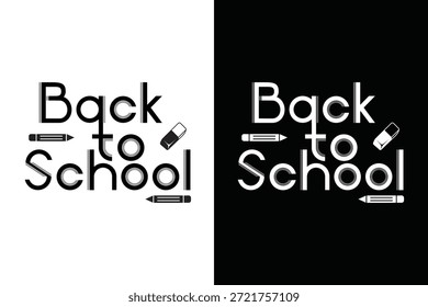 Frase de regreso a la escuela en la pared de ladrillo blanco, Ilustración vectorial