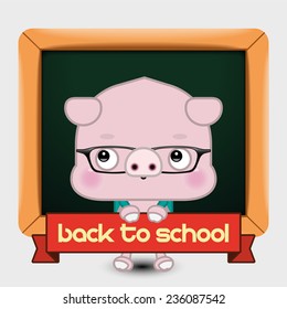 Back to School Pig Vector Illustration 