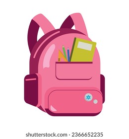 back to school pink backpack isolated icon