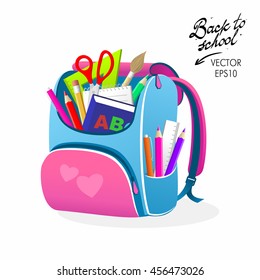 Back to School Pink Bag Vector Illustration