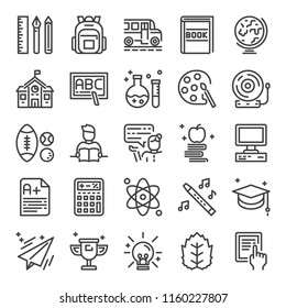 back to school pixel perfect icons, vector line editable stroke (48x48)