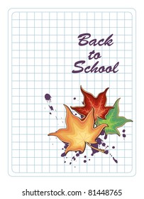 back to school placard with colorful maple leaves