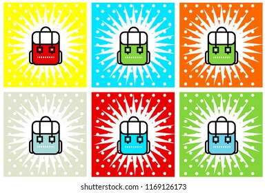 Back to School pop art concept background with school bag 