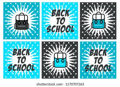 Back to School pop art concept background with school bag 