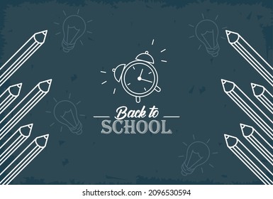 back to school postcard with alarm