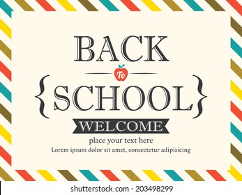 Back to School postcard background vector template