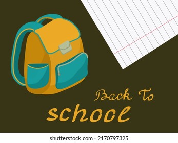 Back to school poster with school backpack and notebook list