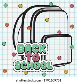 Back to school poster with school bag - VEctor