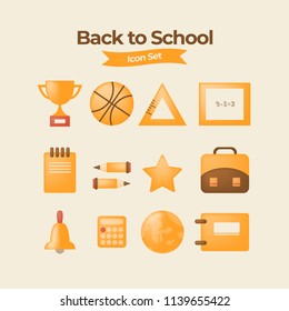 Back to school poster banner design with colorful funny school characters a, education items and space for text in a background. Vector illustration