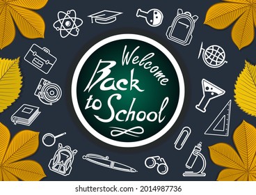 Back to School poster or banner design template. Vector Illustration