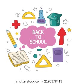 De vuelta al cartel escolar, plantilla de diseño de pancartas. Formación y formación