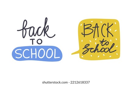Cartel de regreso a la escuela, pancarta, volante, plantillas de diseño de folletos ilustraciones de vectores dibujadas a mano