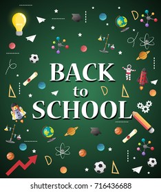 Back to school  of poster and banner and  green background for  education related. Vector illustration.