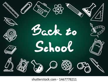 Back to School poster, banner or label template. Vector illustration