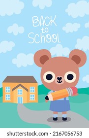 back to school poster with a bear