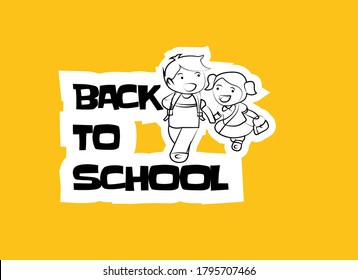 Zurück zum Schulposter. Kinder gehen zur Schule