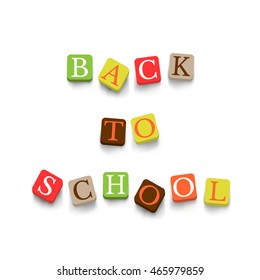 Back to school poster with colorful blocks. Education banner
