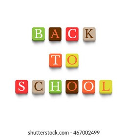Back to school poster with colorful blocks. Education banner